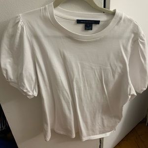 French connection white puff sleeve T-shirt
